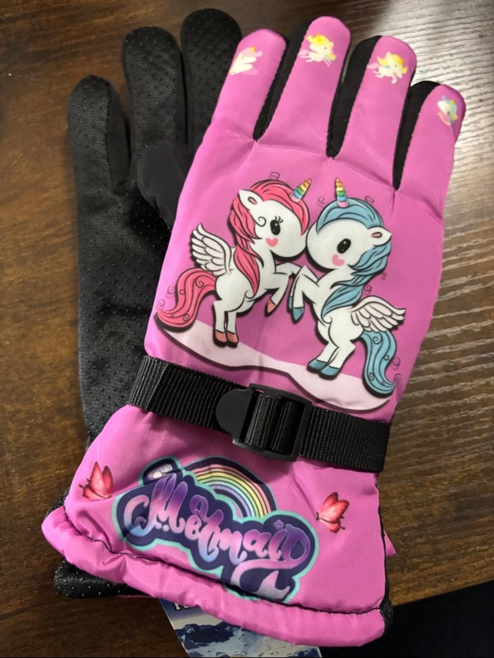 NWT Kids Unicorn Winter Gloves - Pink Fleece Lined